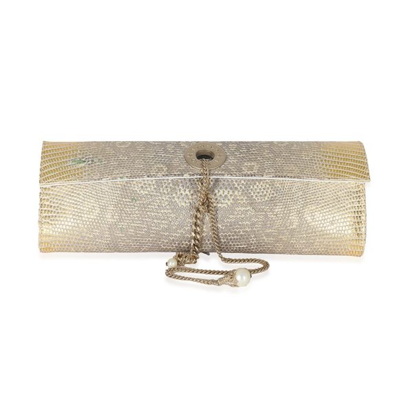 Chanel Gold Lizard Tube Flap Clutch - Picture 1 of 6